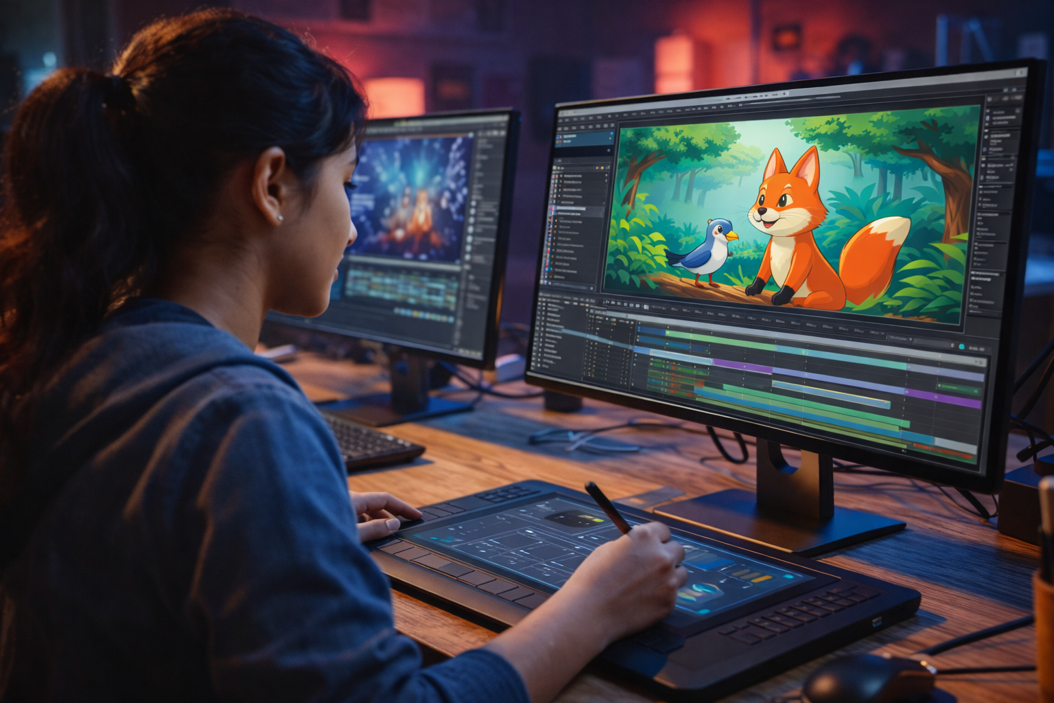 Animation student working on 2D and motion graphics at Aimaxa Tech